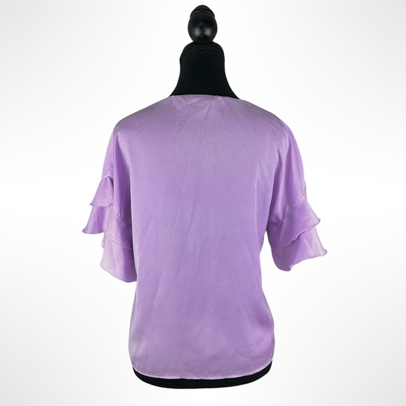 Zara Purple Ruffle Sleeve Top in Lilac - Picture 4 of 6